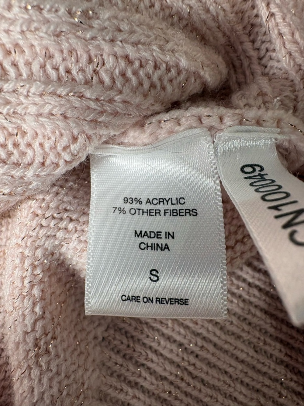 New York & Company Ribbed Cowl Neck Sweater Pink with Gold embellishment - Picture 6 of 8